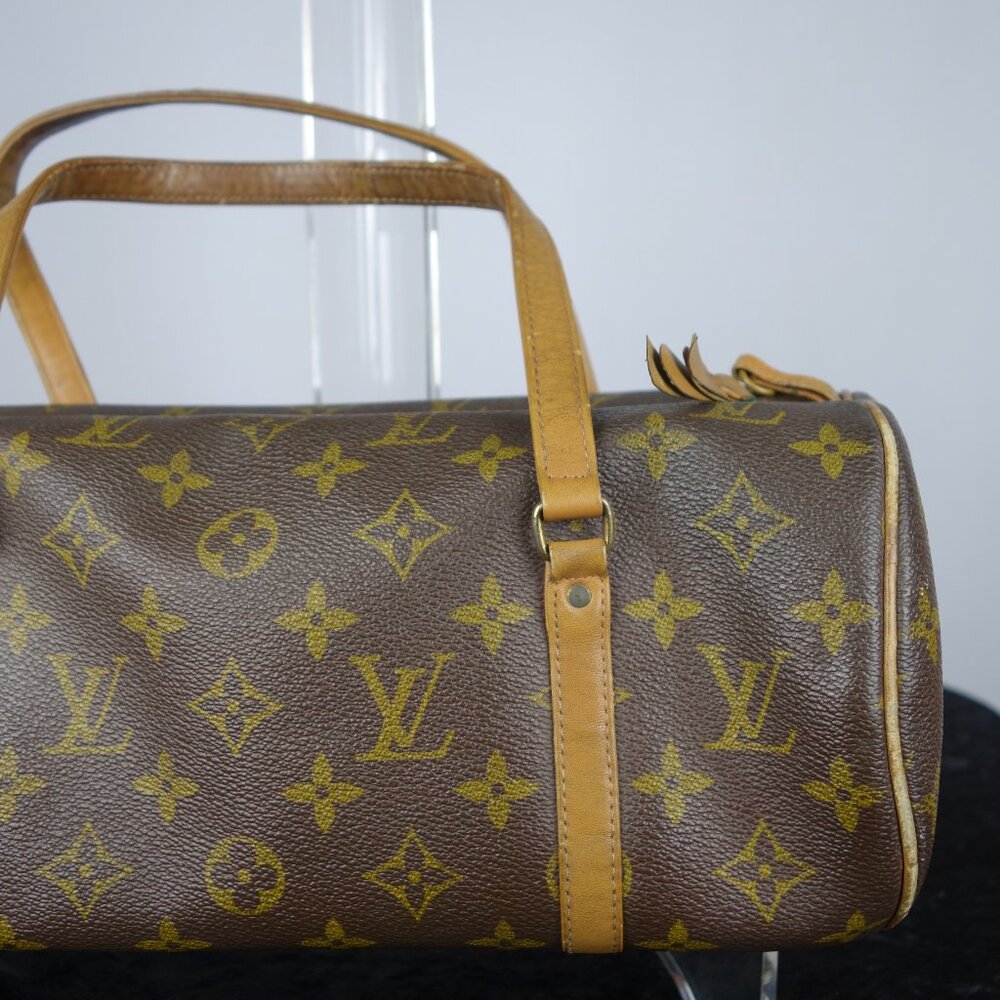 Vintage 1970's Louis Vuitton Monogram Papillon 30 Barrel Shape Handbag, Sz Small - Picture 8 of 16